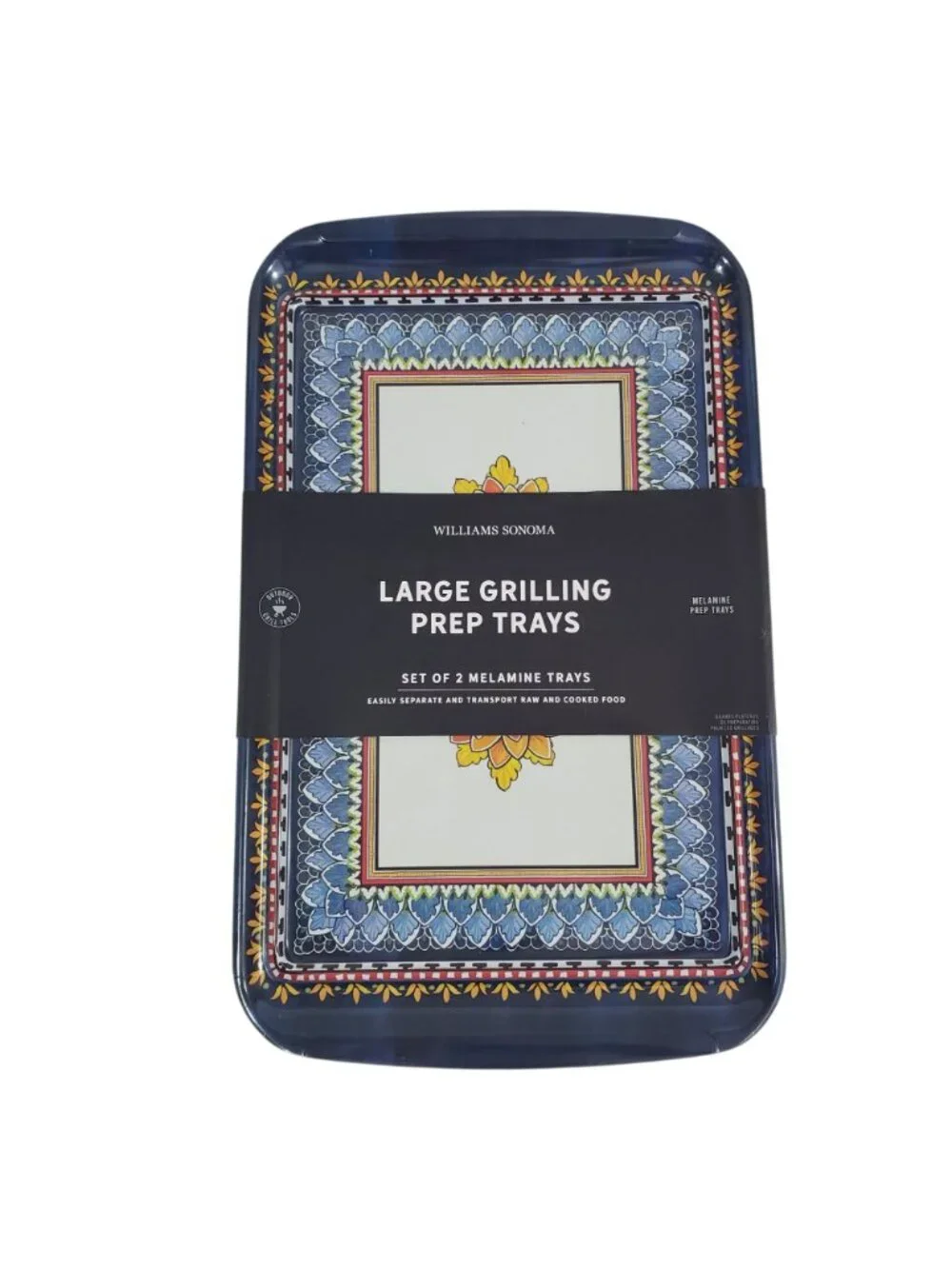 Williams Sonoma Large Grilling Prep Trays Set 2 Melamine Trays Raw Cooked Meat